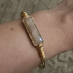 New boutique Rose quartz gemstone Gold Bangle cuff Bracelet dainty
