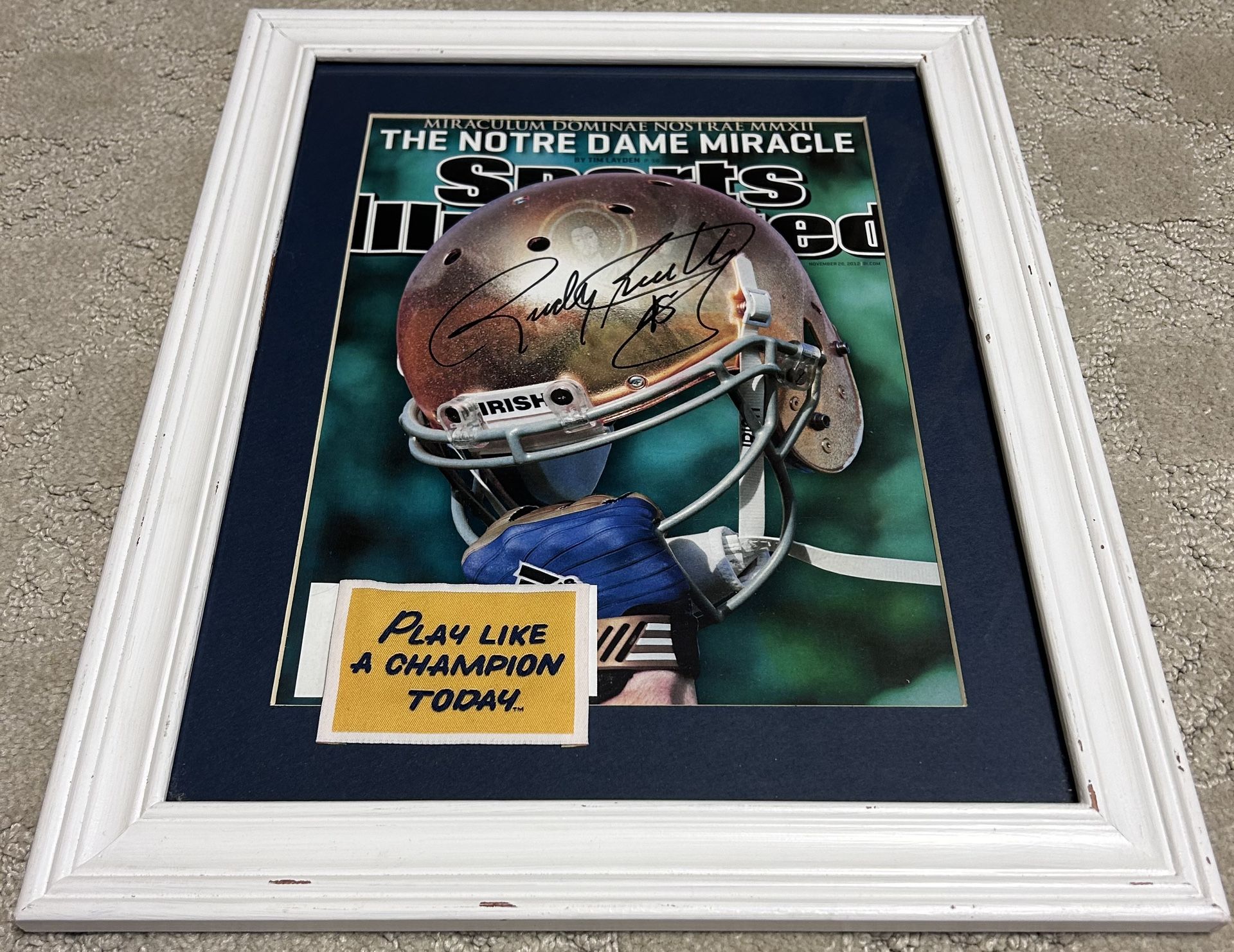 Rudy Ruettiger Notre Dame Fighting Irish Autographed Framed Sports Illustrated Print