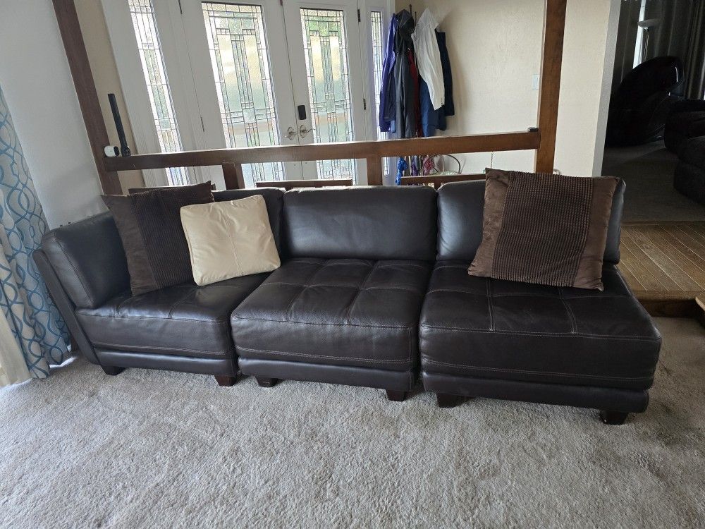Brown Leather Sectional Sofa