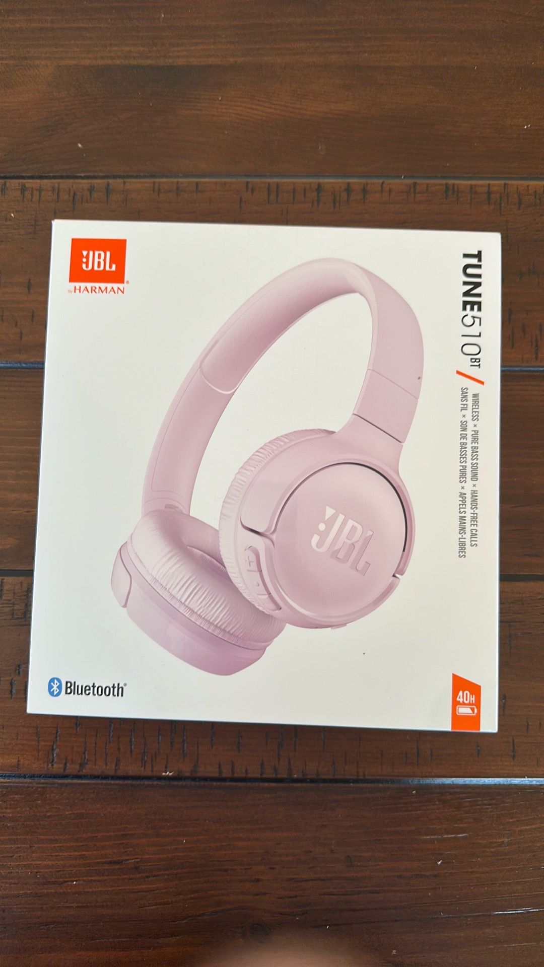 JBL Tune 510BT Wireless Bluetooth On-Ear Headphones w/ Built-In Mic, Pink