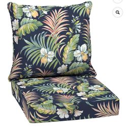 ARDEN Outdoor Deep Seat Cushion Set, 24 x 24, Water Repellant, Fade Resistant, Deep Seat Bottom & Back Cushion, Simone Blue Tropical