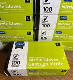 Inspire Black Nitrile Gloves – Large – 100 Count