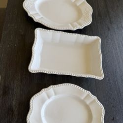 3-Piece White Ceramic Serving Dish Set – Great Condition