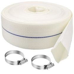 AHZEMEPINYO 2 INCH X 164FT POOL BACKWASH HOSE HEAVY DUTY DRAIN DISCHARGE HOSE WITH 2 CLAMPS  WEATHERPROOF BURST RESISTANT 