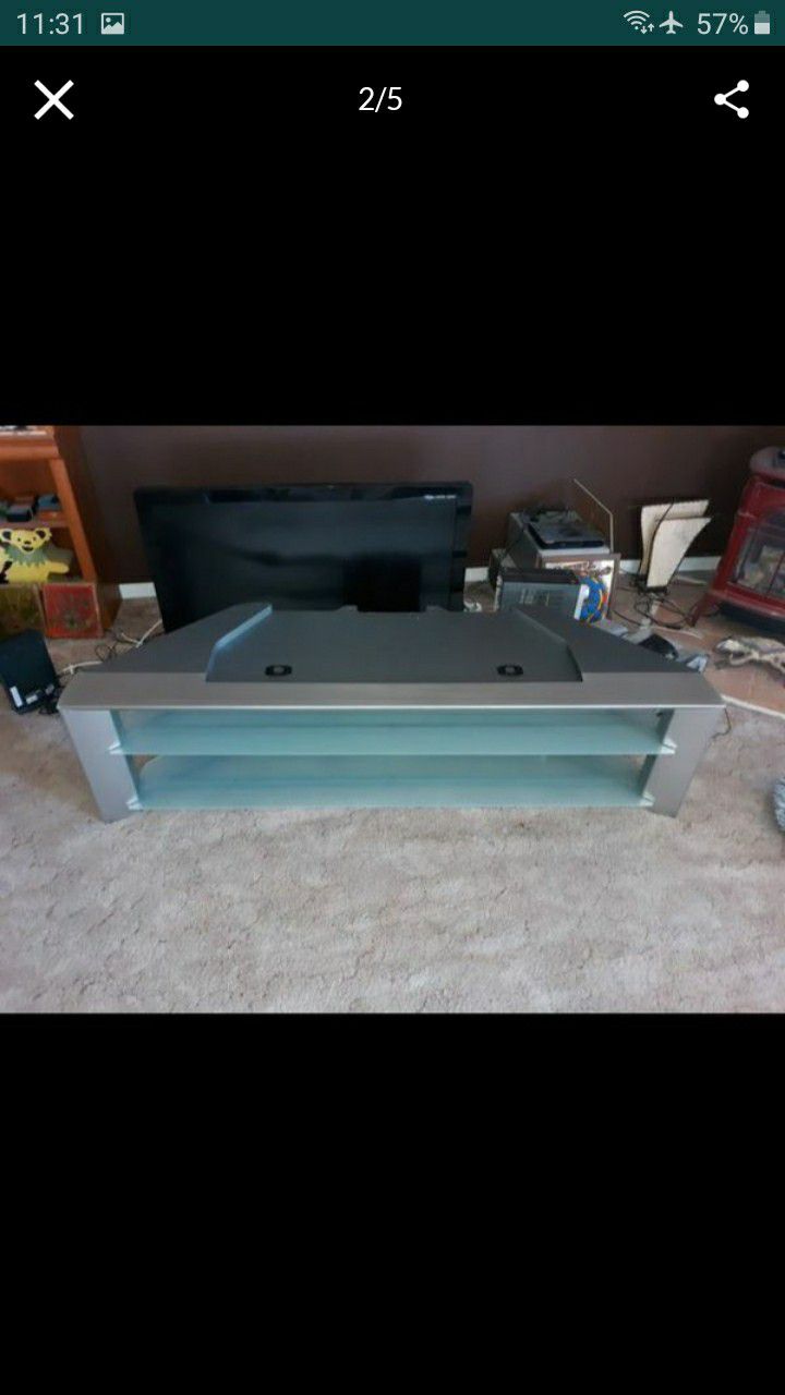 Large 66" TV Stand With Glass Shelves