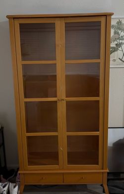 Light Wood Glass Cabinet