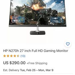 HP N270h 27 inch Full HD Gaming Monitor