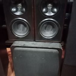 Klipsch WB-14 Bookshelf Speakers Pair With 400 Watts Sunfire SDS-8 Subwoofer