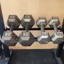 50 lb Dumbbell Set – Metal Hex (20 lb + 30 lb Pairs)
