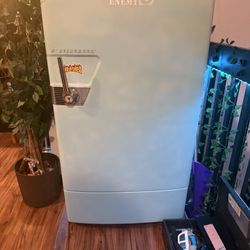 Antique Vintage Large Teal Fridge