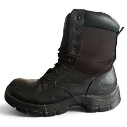Texas Steer Steel Toe Work Boots, Black, Men’s Size 12M