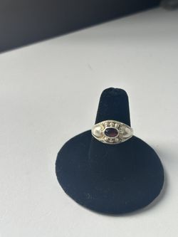 Vintage Silver Spessartine Garnet Ring Size 7