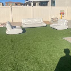 White Couch and  two chairs