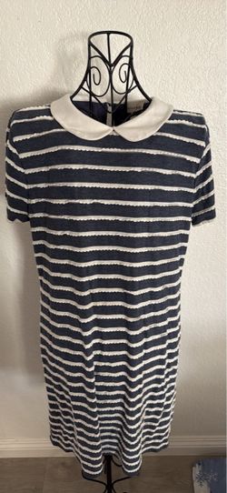 Maison Jules Striped Peter Pan Collar Dress