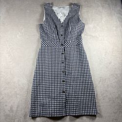 J Crew Women’s Size 2 Navy & White Gingham Button-Front Sundress NWT #2A
