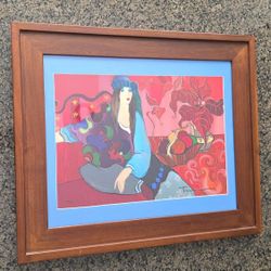 Itzchak Tarkay "Zoe in Crimson" serigraph on canvas and framed 105/125 signed Rare 