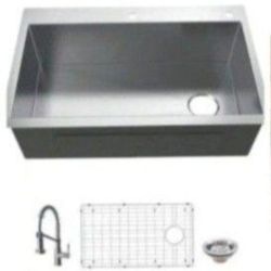 Glacier Bay Professional 36 in. Drop-In Single Bowl 16 Gauge Stainless Steel Kitchen Sink with Spring Neck Faucet