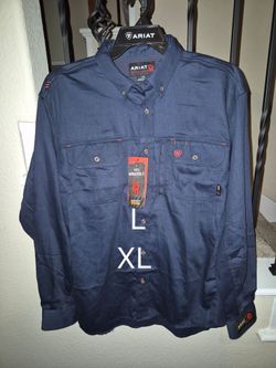 ARIAT FRC VENT TEK NAVY BLUE BUTTON UP SHIRTS