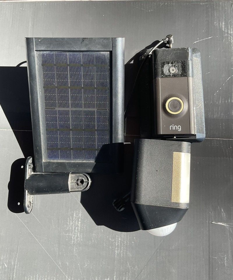 Ring Setup Including - Video Doorbell 2, Spotlight HD Camera, 2 Solar Chargers, and 3 Batteries