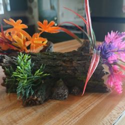 6Aquarium Decor Fake Log with Plants
