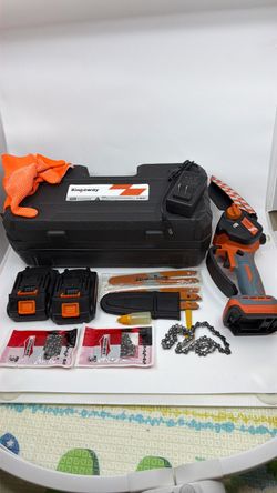6 Inch Mini Chainsaw Set, 21V Cordless Portable Electric Chain Saw With 2 Packs 2000mah Batteries
