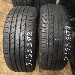 2 Tires 205.55.16 Gtradial 90 % Tread Dot 2523