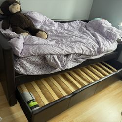Twin  Bed With Storage And Mattress 