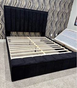 NEW Queen & King Size  Black LED lights with Platform Bed Frame And Storage Bench FINANCE $54