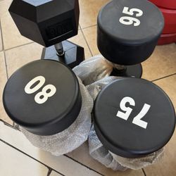 New Rubber coated dumbbells singles 100,95,80 and 75 weights 350lbs total firm price