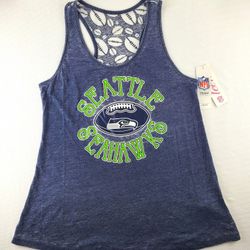 Seattle Seahawks Teen Girl Tank Burnout, Football Gray S, L - $22