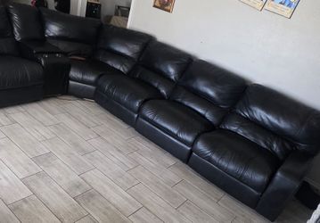 Black Leather Reclining Sectional Sofa