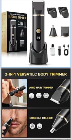 new Beard Trimmer for Men, IPX7 Waterproof Electric Razor Nose Hair Trimmer Hair Clipper, Cordless Mens Electric Shaver Body Groomer with LED Display,