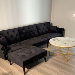 Modern Black Tufted Sectional