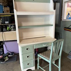 Shabby Chic Vintage Desk Hutch And Chair