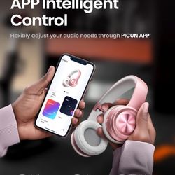 Picun Solo6 Wireless Bluetooth Headphones, 5EQ Music Mode, On-Ear Headphone with Built-in Microphone, Foldable Headset with 140H Battery Life, App Con