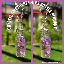 Amethyst Crystal Chip Bottle Pendant 