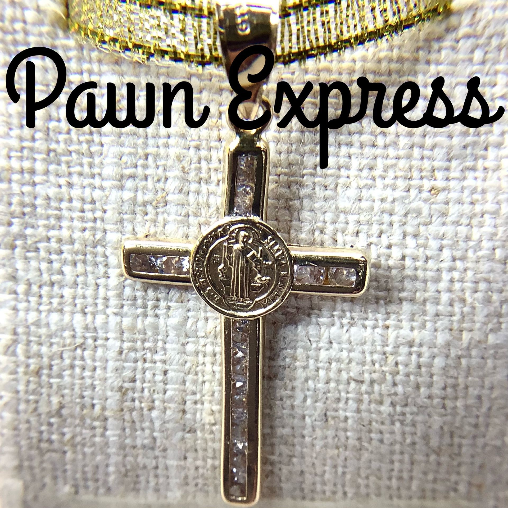 10K Cubic Zirconia Cross Pendant Only 