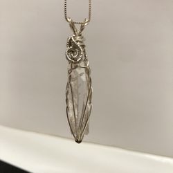 Natural Quartz Pendant With Sterling Box Chain