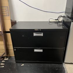 2 Drawer Brown Metal File Cabinet