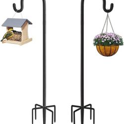 Garden Shepherd Hook Outdoor with 5 Prong Base, Bird Feeder Pole Hanger Holder Stand