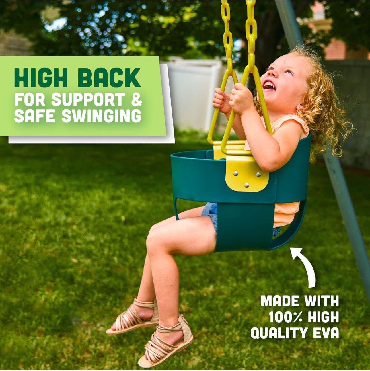 High Back Bucket Toddler Kids Swing with Chain 6 mo - 4 yrs