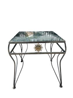 Antiqued glass vintage side table