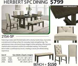 5-PC DINING SET NEW INTRODUCTION (TABLE W/4 CHAIRS)