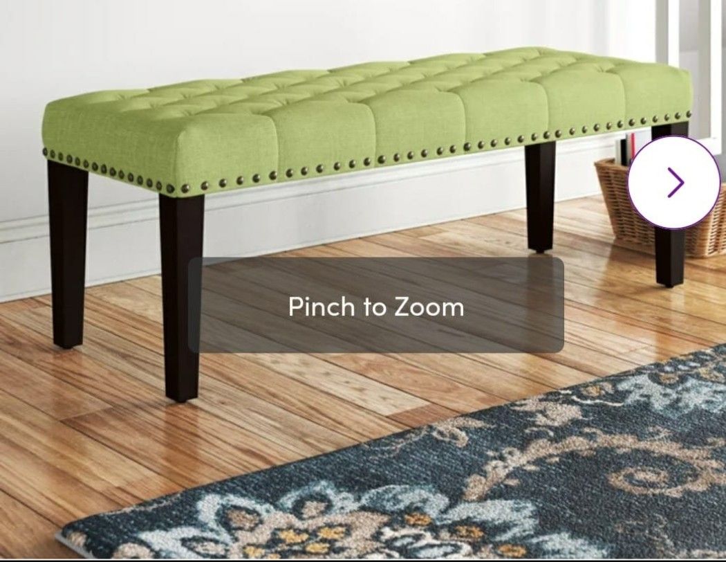 Tufted Ottoman, Entryway Wooden Stand Upholstered Seat Shoe Stool, Bedroom End of Bed Bench, Home Microfiber Fabric Footstool, Green