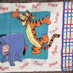 Vintage 1996 Disney Winnie The Pooh Tigger Eeyore Piglet Double Side Pillowcase