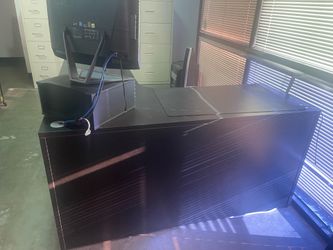 (2) Large Black L-Shaped Executive Desk / Corner Office Desk