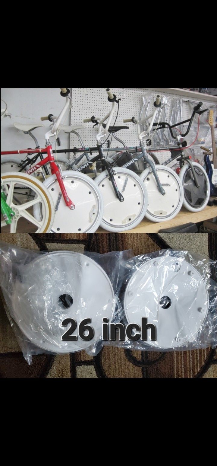 NEW Bicycle Bmx Oldschool Wheel Covers White 26"