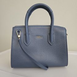 Furla blue handbag crossbody with detachable strap