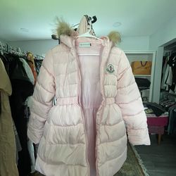 Pink moncler puffer jacket