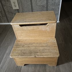 Vintage Wooden Stool with Storage